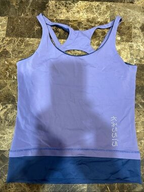 Kassis Colombian yoga tank 3sz Lavender Racerback with Navy Hem fitted